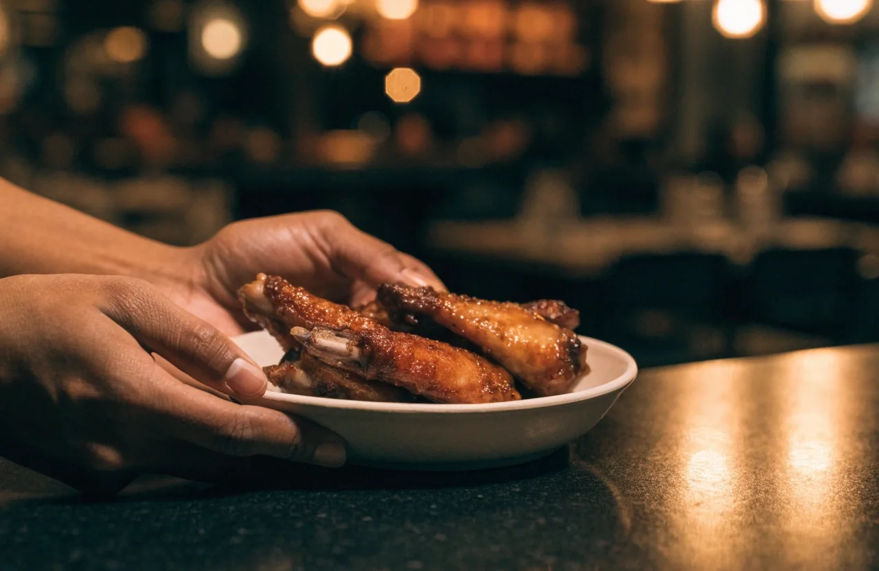Chicken wings served in a shallow bowl