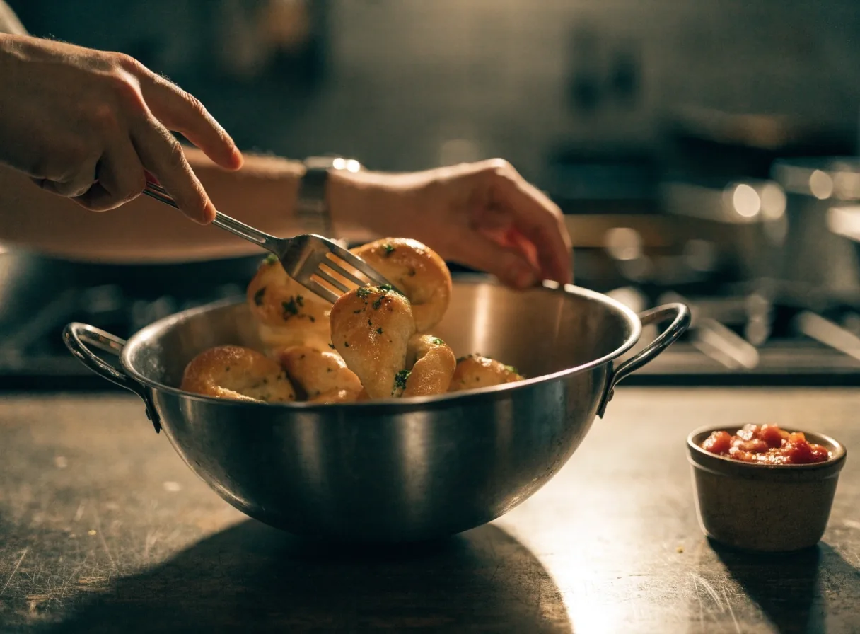 Meatballs in red sauce with a spoon