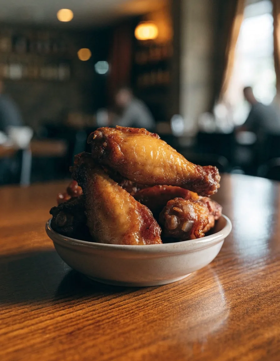 Chicken wings in a shallow bowl